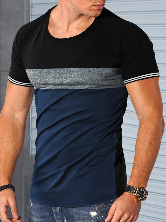 Herren modernes Kurzarm-T-Shirt mit strukturiertem Design und Kontrastdetails EB