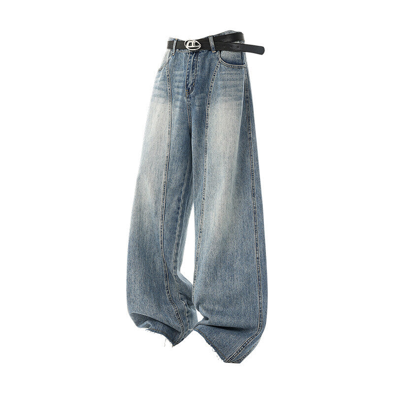 Damen Weitgeschnittene Jeans mit hohem Bund und integriertem Gürtel EB