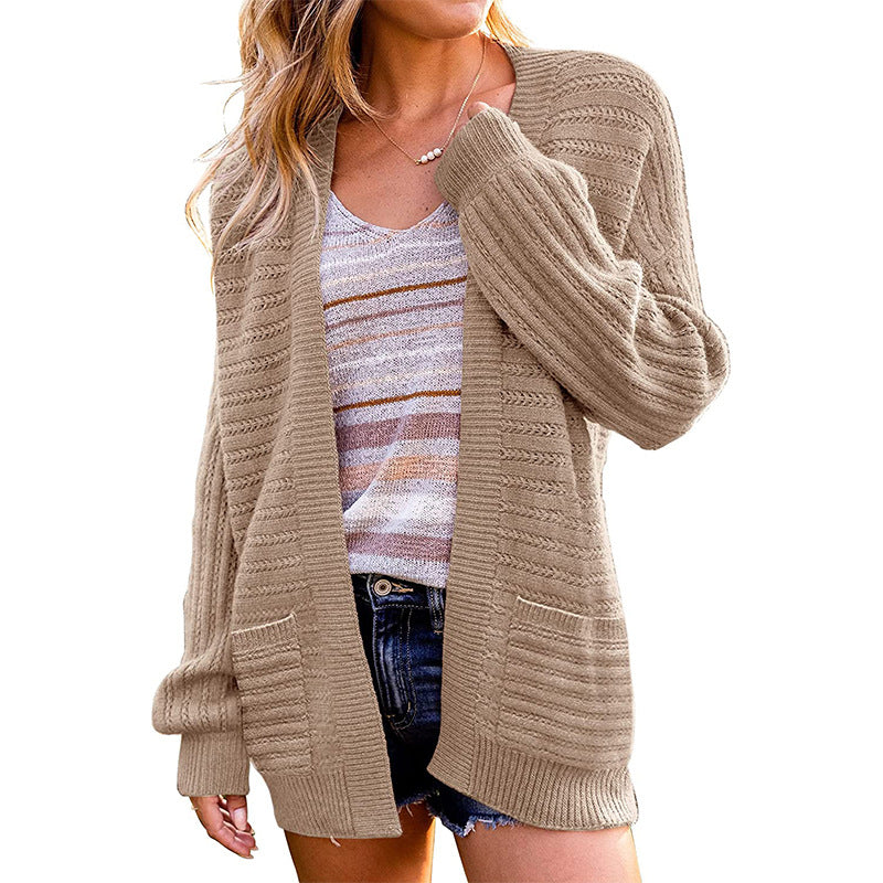 Damen Strickcardigan mit strukturiertem Design und praktischen Taschen EB