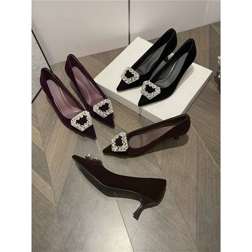 Damen elegante spitze Pumps mit funkelnder Schmuckapplikation EB