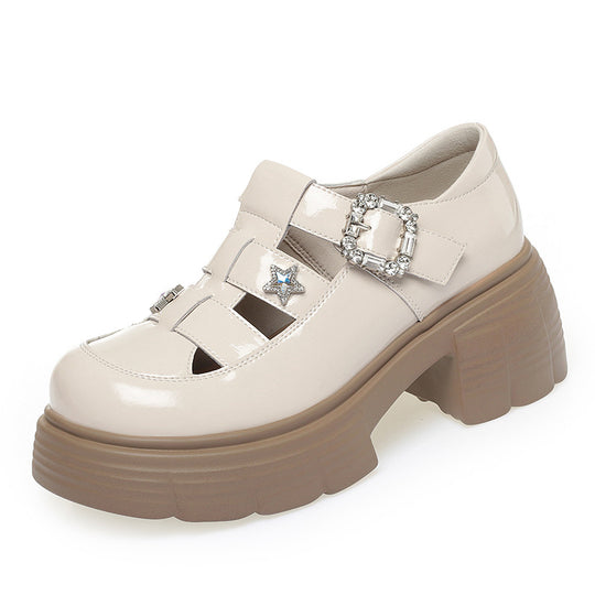 Damen Modische Plateau-Schuhe mit dekorativem Schnallen-Detail EB