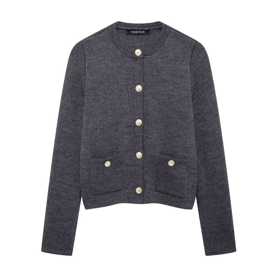 Damen Strickjacke mit schimmernden Knöpfen und Taschen EB