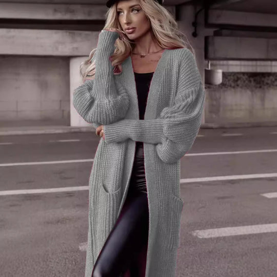 Damen Strickmantel mit lässigem Oversized-Schnitt und praktischen Taschen EB