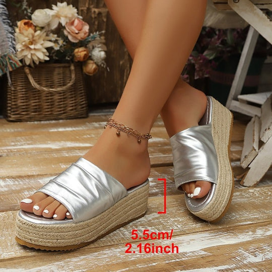 Damen Plateau-Pantoletten mit elegantem Riemen EB