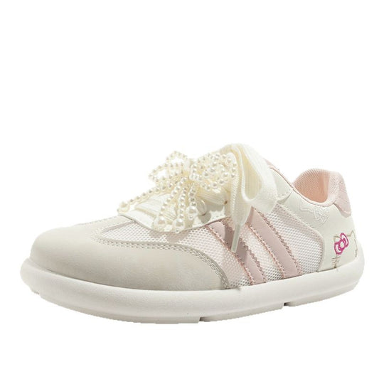 Damen Sneakers mit verspielten Perlenverzierungen und floralem Design EB