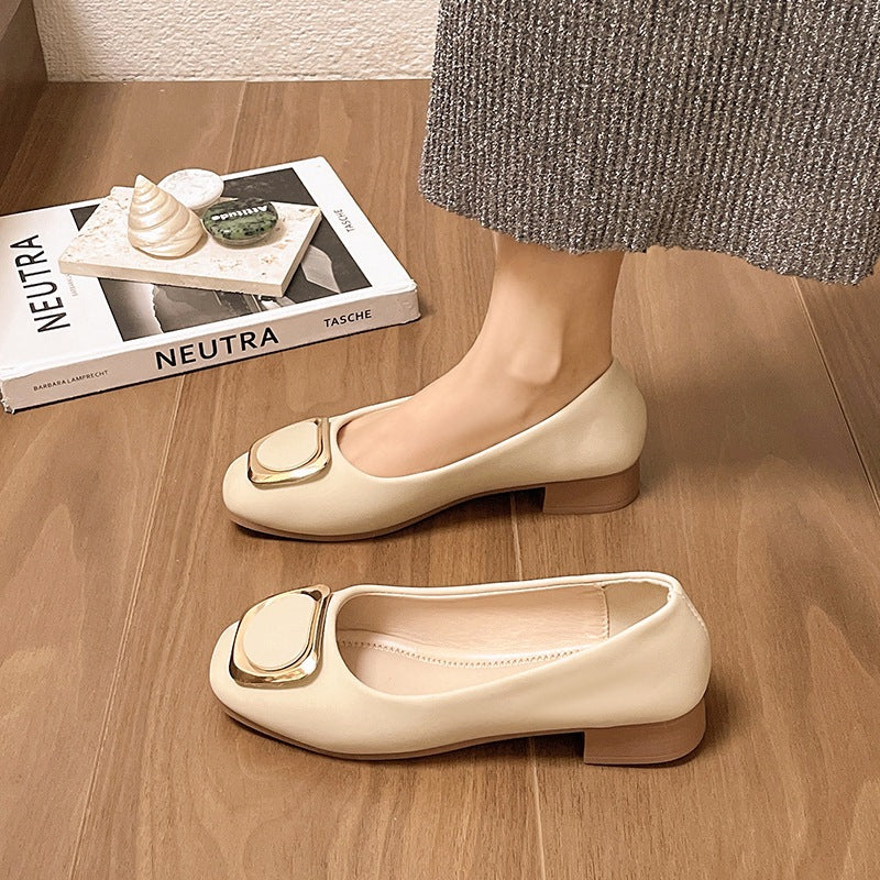 Damen elegante Ballerinas mit modischem Quadratverschluss EB
