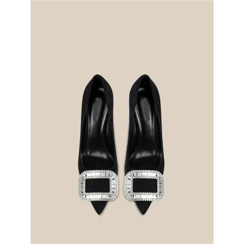 Damen elegante spitze Pumps mit glitzernden Strassakzenten EB