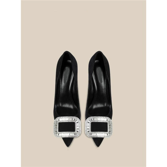 Damen elegante spitze Pumps mit glitzernden Strassakzenten EB
