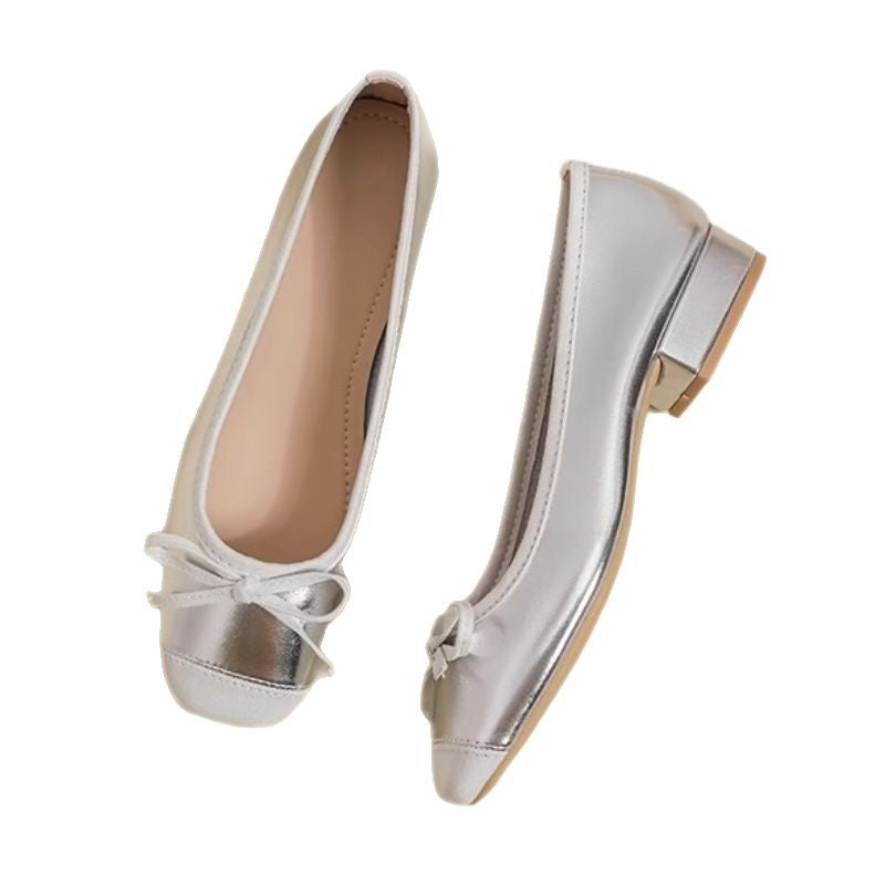 Damen Elegante Ballerina-Schuhe mit zarter Schleifenapplikation EB