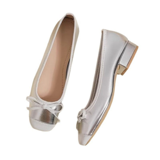 Damen Elegante Ballerina-Schuhe mit zarter Schleifenapplikation EB