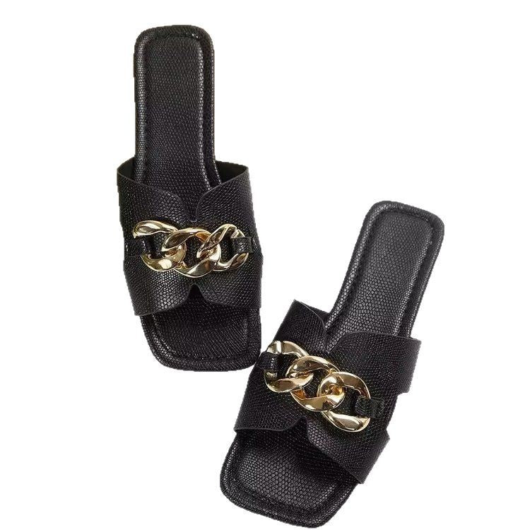 Damen Mules mit elegantem Kettendetail EB