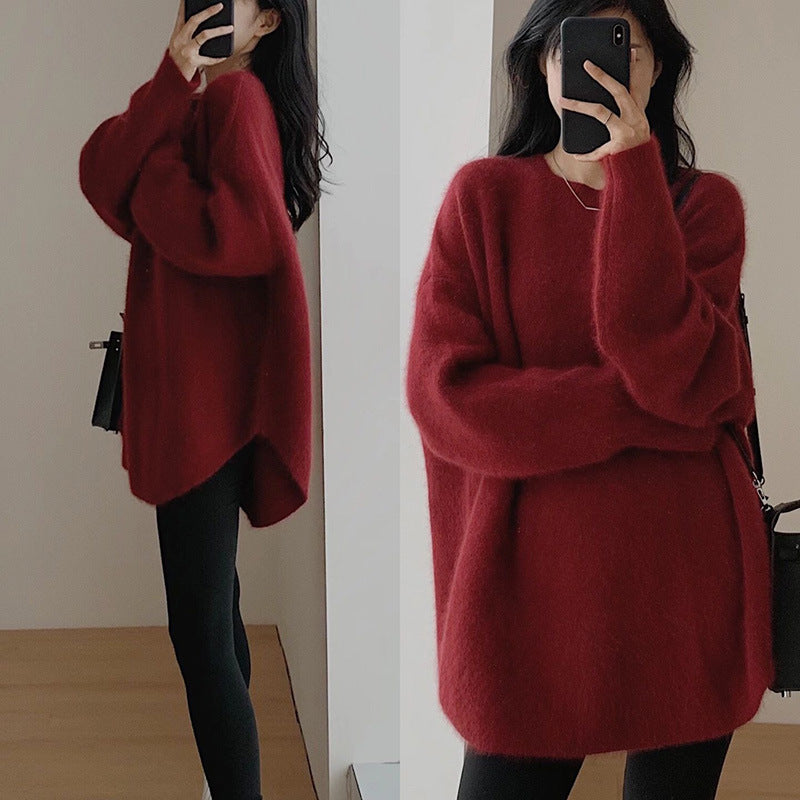 Damen Oversized Pullover im lässigen Stil mit weichem Mohairgefühl EB