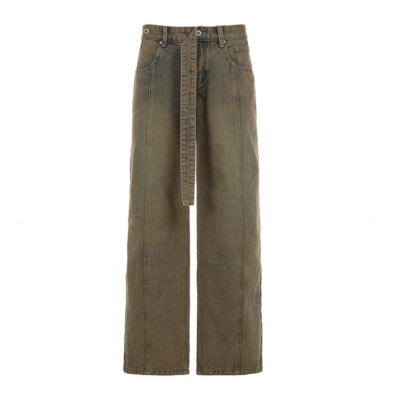 Damen Weite Jeans mit hochelastischem Bund und praktischen Gürtelschlaufen EB