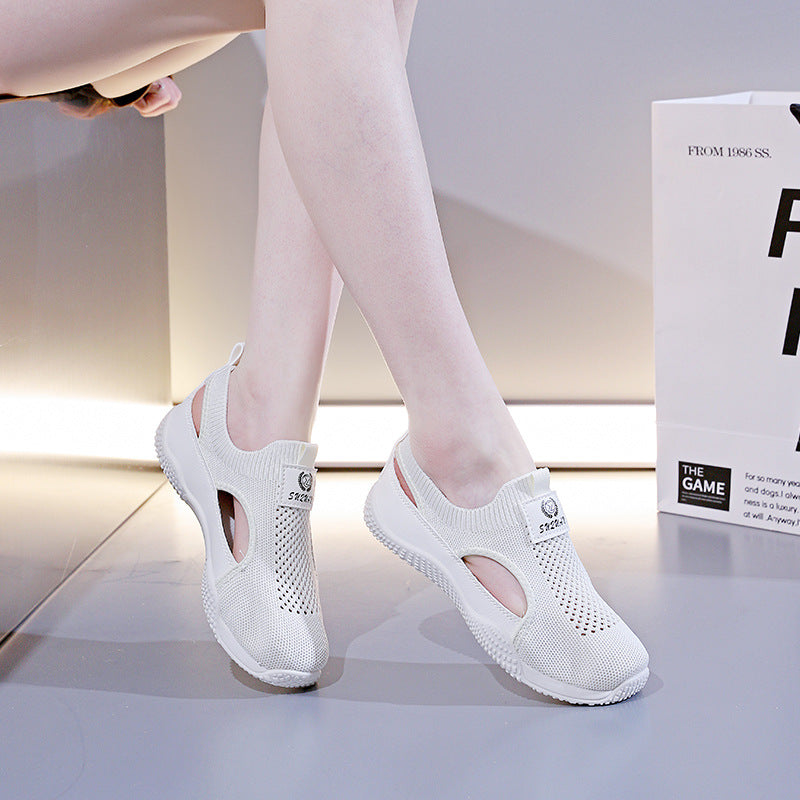 Damen Atmungsaktive Sportsneaker mit elastischem Strickdesign und rutschfester Sohle EB