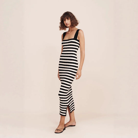 Damen Maxikleid mit gestreiftem Design EB