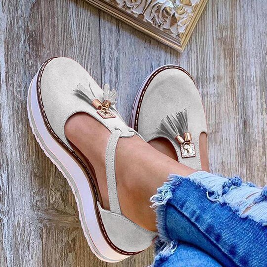 Damen Halbschuhe mit modischen Quasten und rutschfester Sohle EB