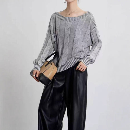 Damen Pullover im modernem Zopfdesign mit übergroßer Silhouette EB