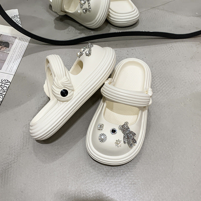 Damen Sandalen mit funkelnden Dekoren und praktischem Riemenverschluss EB