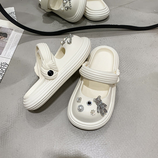 Damen Sandalen mit funkelnden Dekoren und praktischem Riemenverschluss EB