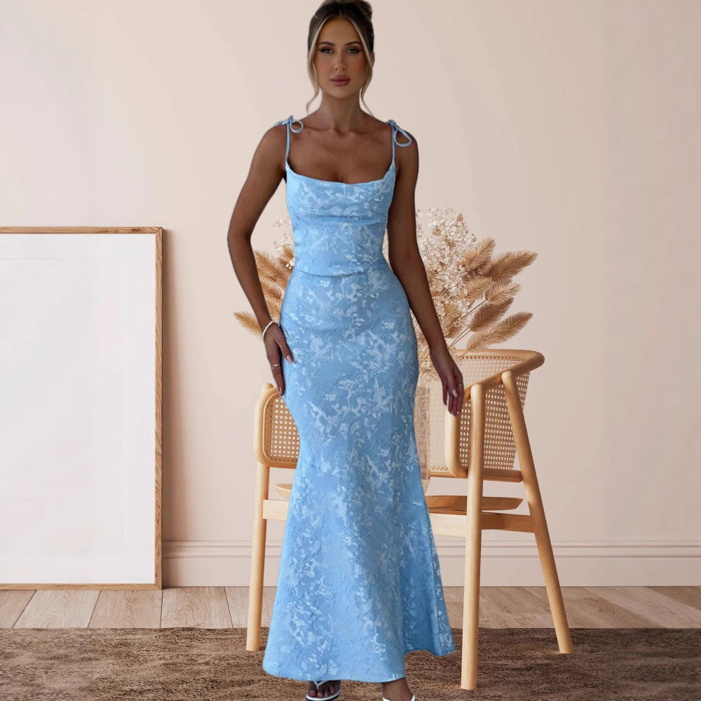 Damen Elegantes Abendkleid mit floralem Muster und verstellbaren Trägern EB