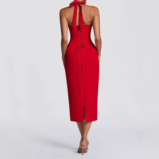 Damen Elegantes Bodycon-Kleid mit Halterdesign EB