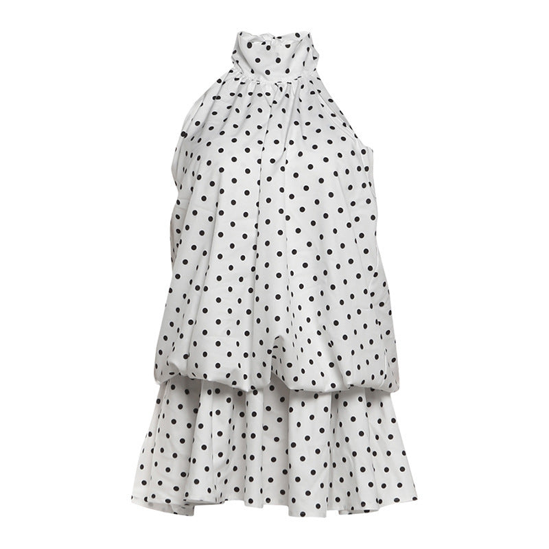 Damen Minikleid mit verspieltem Polka-Dot-Muster und elegantem Neckholder EB