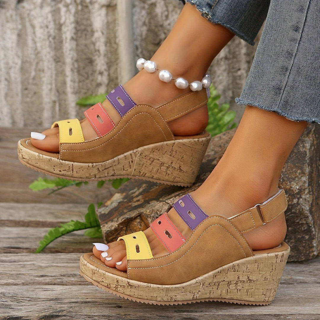 Damen Wedge-Sandalen mit modischem Riemendesign und komfortabler Korksohle EB
