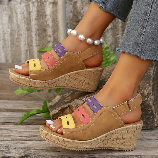 Damen Wedge-Sandalen mit modischem Riemendesign und komfortabler Korksohle EB