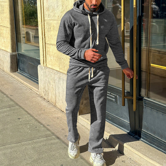 Herren Sportlicher Fleeceanzug mit modernem Strukturdesign und praktischer Kapuze EB