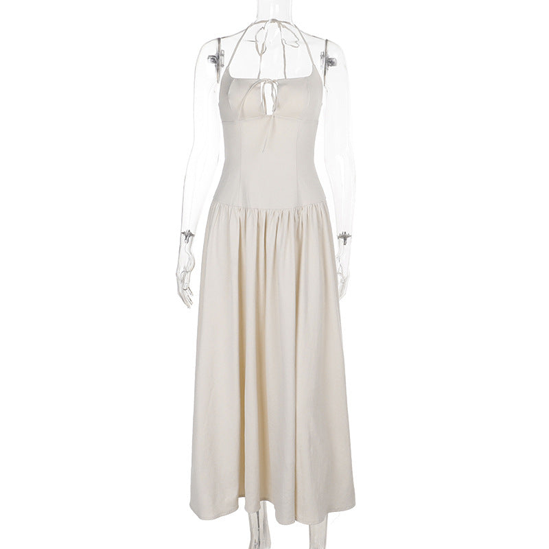 Damen Maxikleid mit verstellbaren Spaghetti-Trägern und fließendem Rock EB
