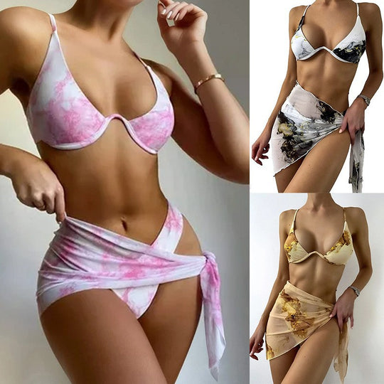 Damen Triangel-Bikini-Set mit elegantem Wickelrock EB