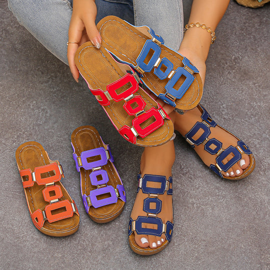 Damen modische Plateausandalen mit dekorativen Glitzerelementen EB