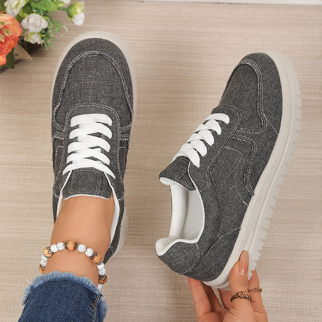 Damen lässige Denim-Sneaker mit gepolstertem Komfortfußbett und profilierter EVA-Laufsohle EB
