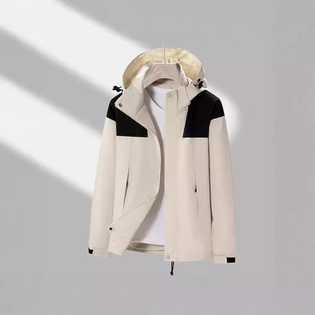 Herren leichte Softshelljacke mit kontrast-Schulterpaneel, verstellbarer Kapuze und Klettmanschetten EB