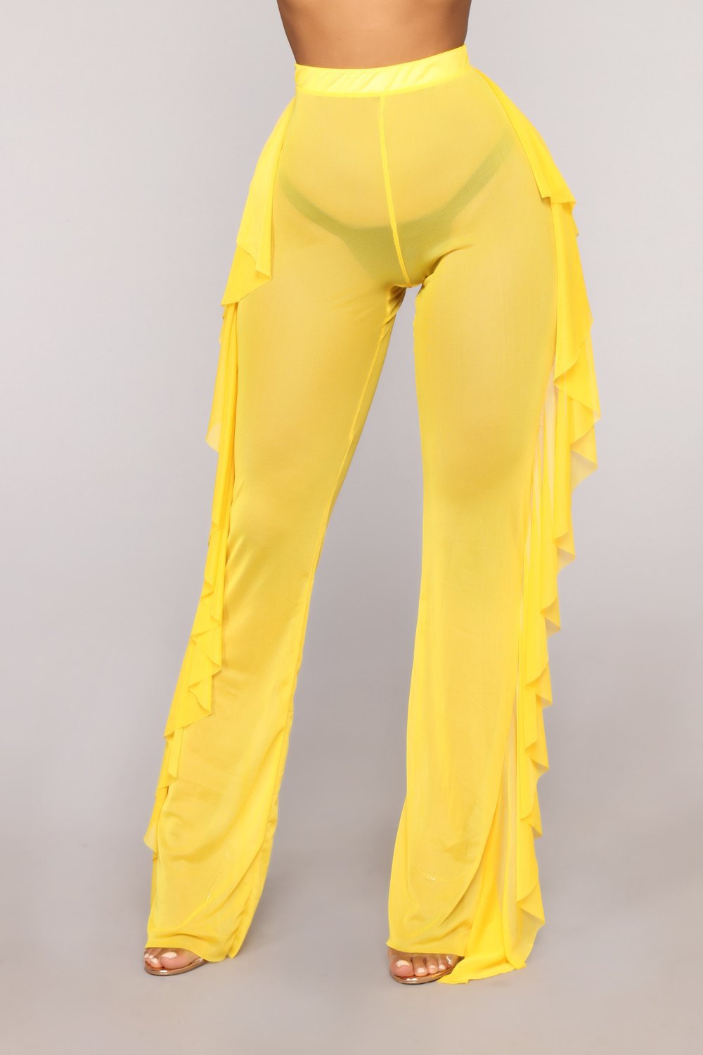 Damen Anziehbare Boho-Hosen mit Rüsche EB