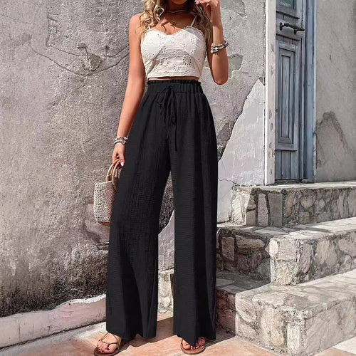 Damen Weitgeschnittene Sommerhose mit elastischem Bund EB