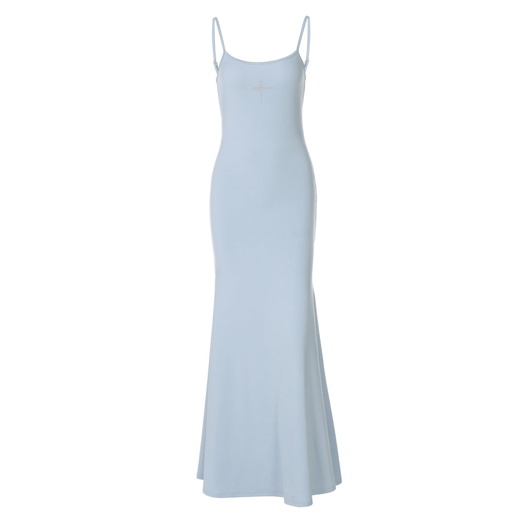 Damen Elegantes Maxikleid mit verstellbaren Trägern und Paillettenverzierung EB