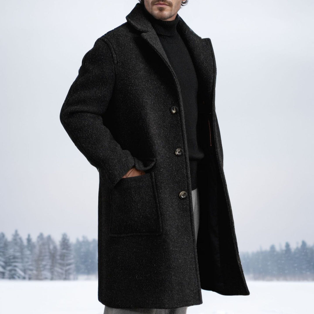 Herren eleganter und wärmer Wintermantel mit doppelter Knopfleiste und praktischen Taschen EB