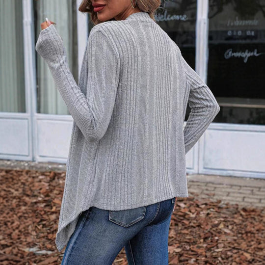 Damen Strickjacke mit asymmetrischem Saum und offenem Design EB