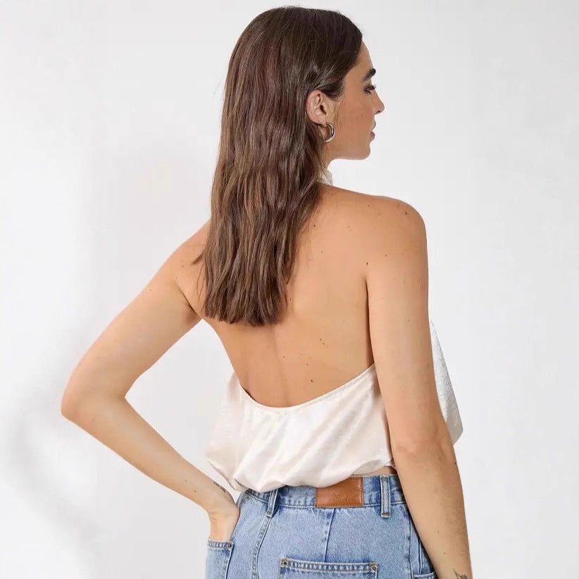 Damen Satin-Haltertop mit gerafftem Ausschnitt EB