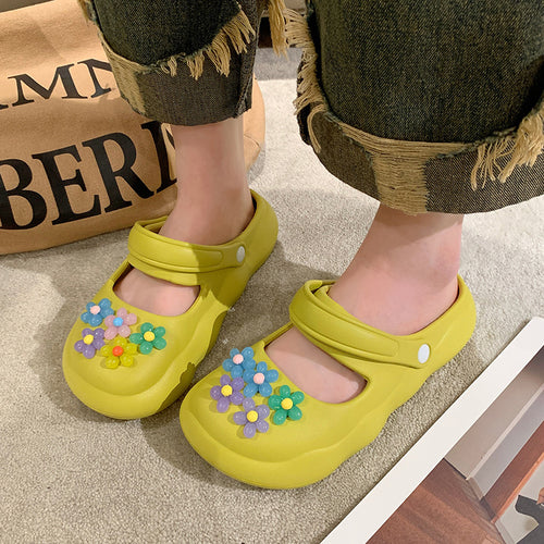 Damen Bunte und komfortable Riemensandalen mit blütenförmigem Dekor EB
