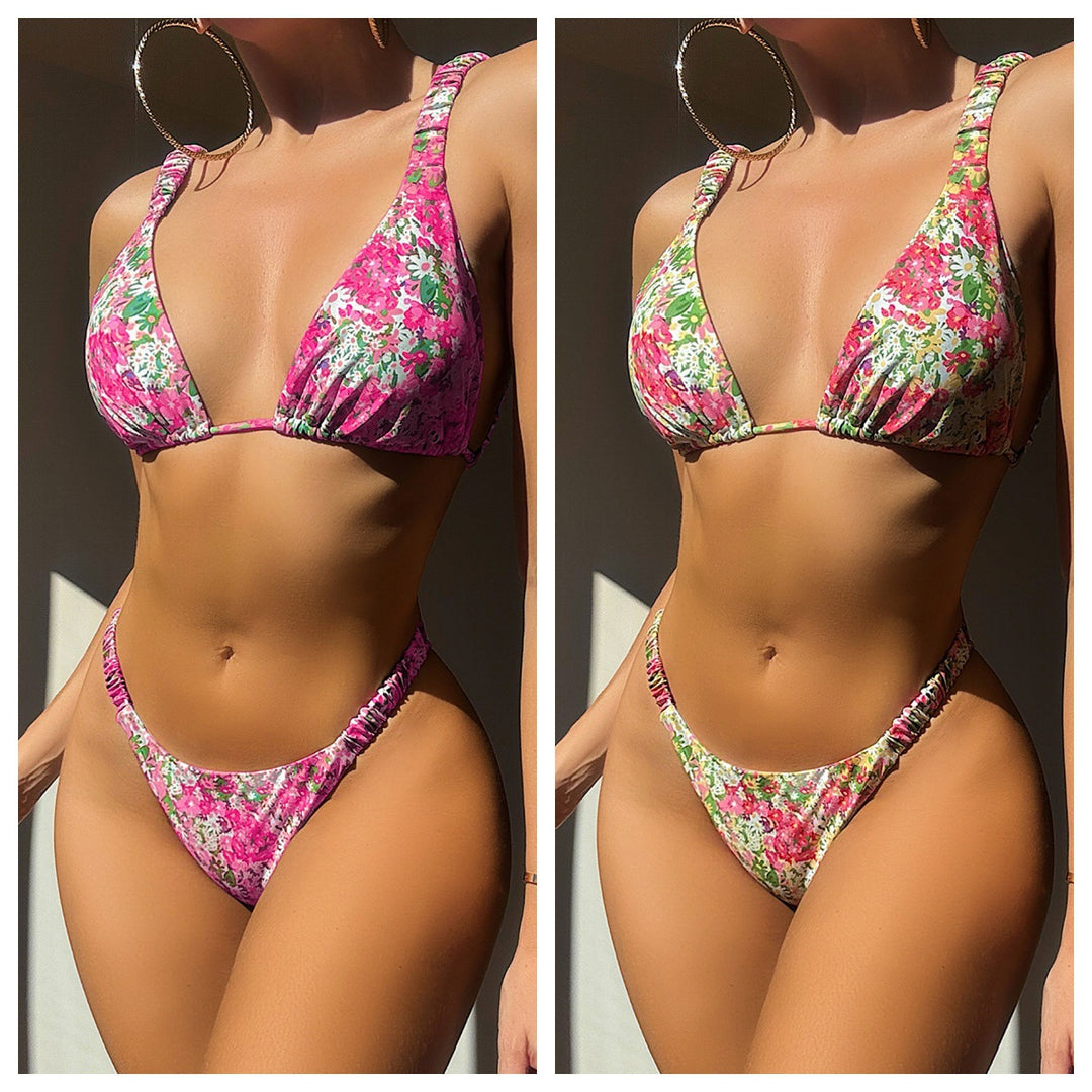 Damen Blütenmuster Triangel-Bikini EB