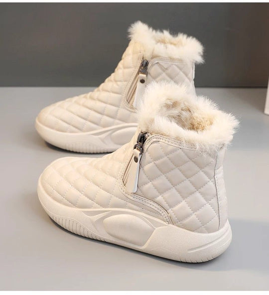 Damen modische Winter-Sneaker mit kuscheligem Innenfutter und praktischem Reißverschluss EB