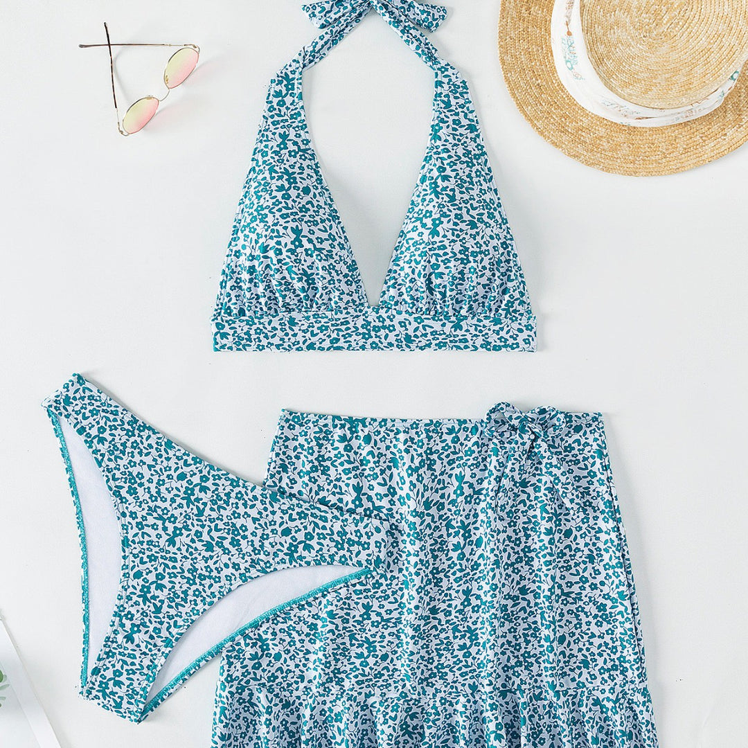 Damen Bikini-Set mit verstellbarem Oberteil und femininer Rüschenshort EB