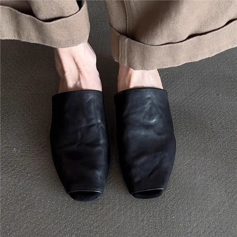 Damen Offene Mules aus weichem Leder EB
