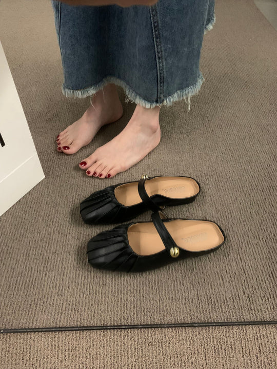 Damen elegante Ballerinas mit modischem Rüschendesign EB