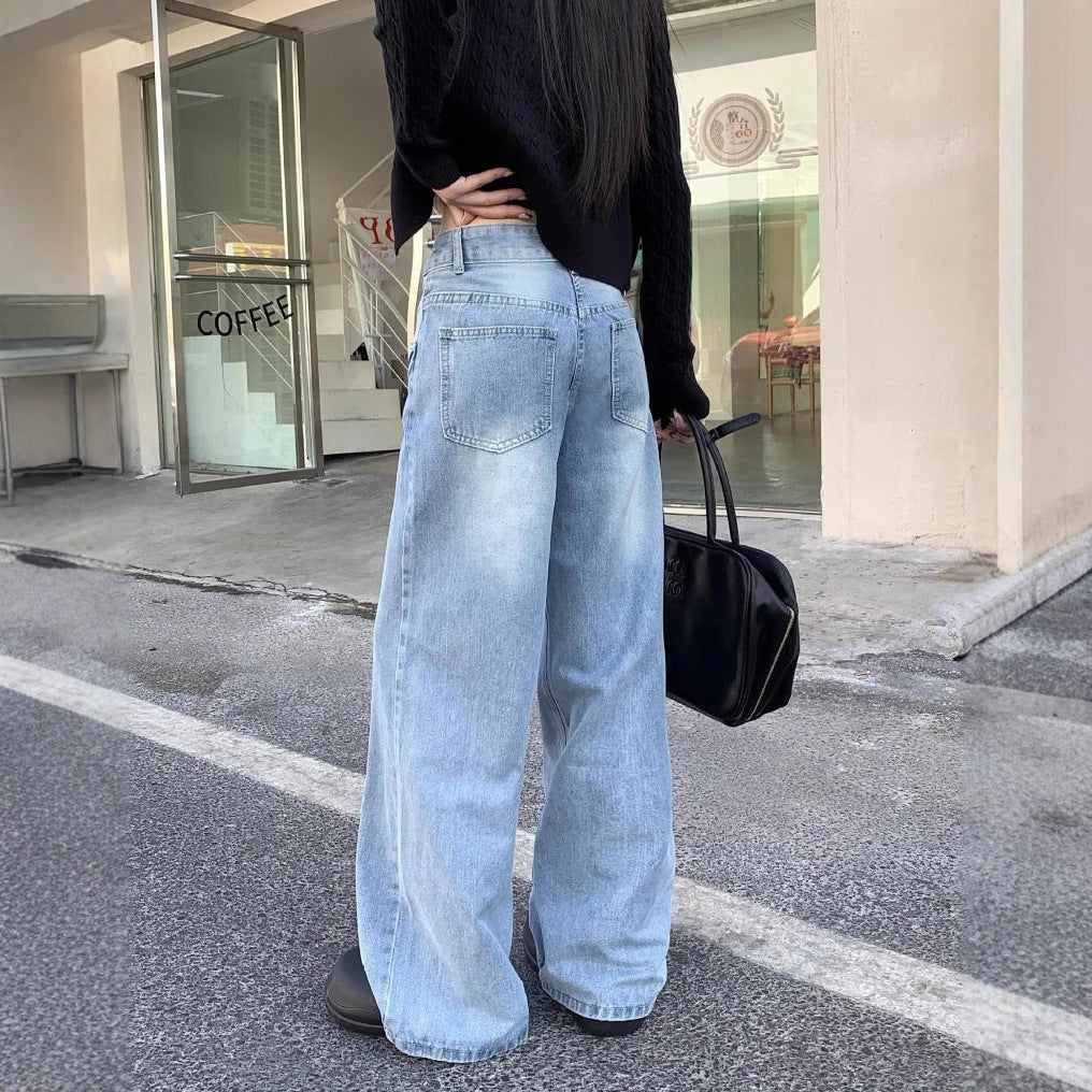 Damen weite Denim-Jeans im modischen Schnitt mit hohen Taschen EB