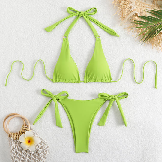 Damen Triangel-Bikini mit verstellbaren Schleifen EB