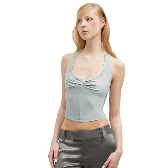 Damen Sportliches Crop-Top mit Halterträgern und figurbetontem Schnitt EB