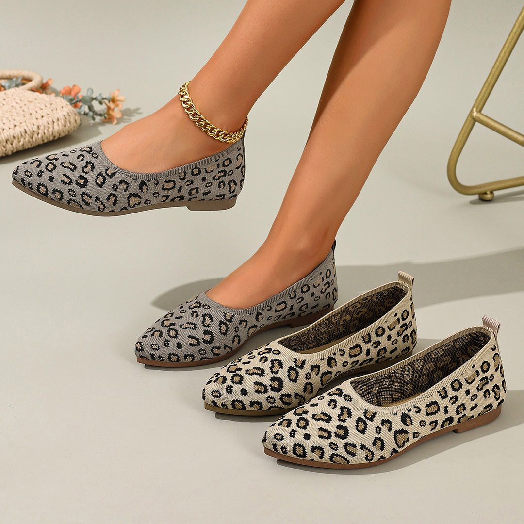 Damen Ballerinas mit elegantem Leopardenmuster und weichem Fußbett EB